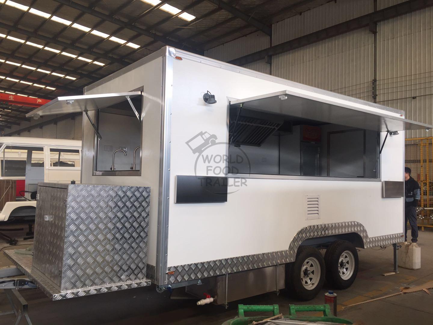 White Color Square Food Trailer Factory Directly sale Fiber Glass Food Trailer