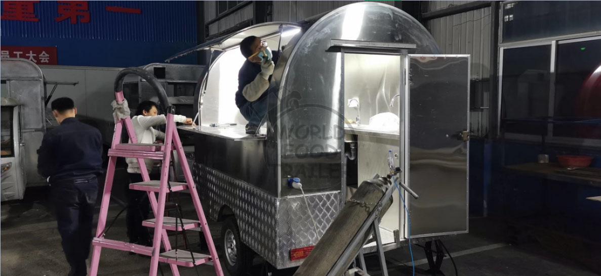 Full Stainless Steel 304 or Aluminum Round Food Trailer, Mobile Food Shop on wheels, Food Cart, Food Van