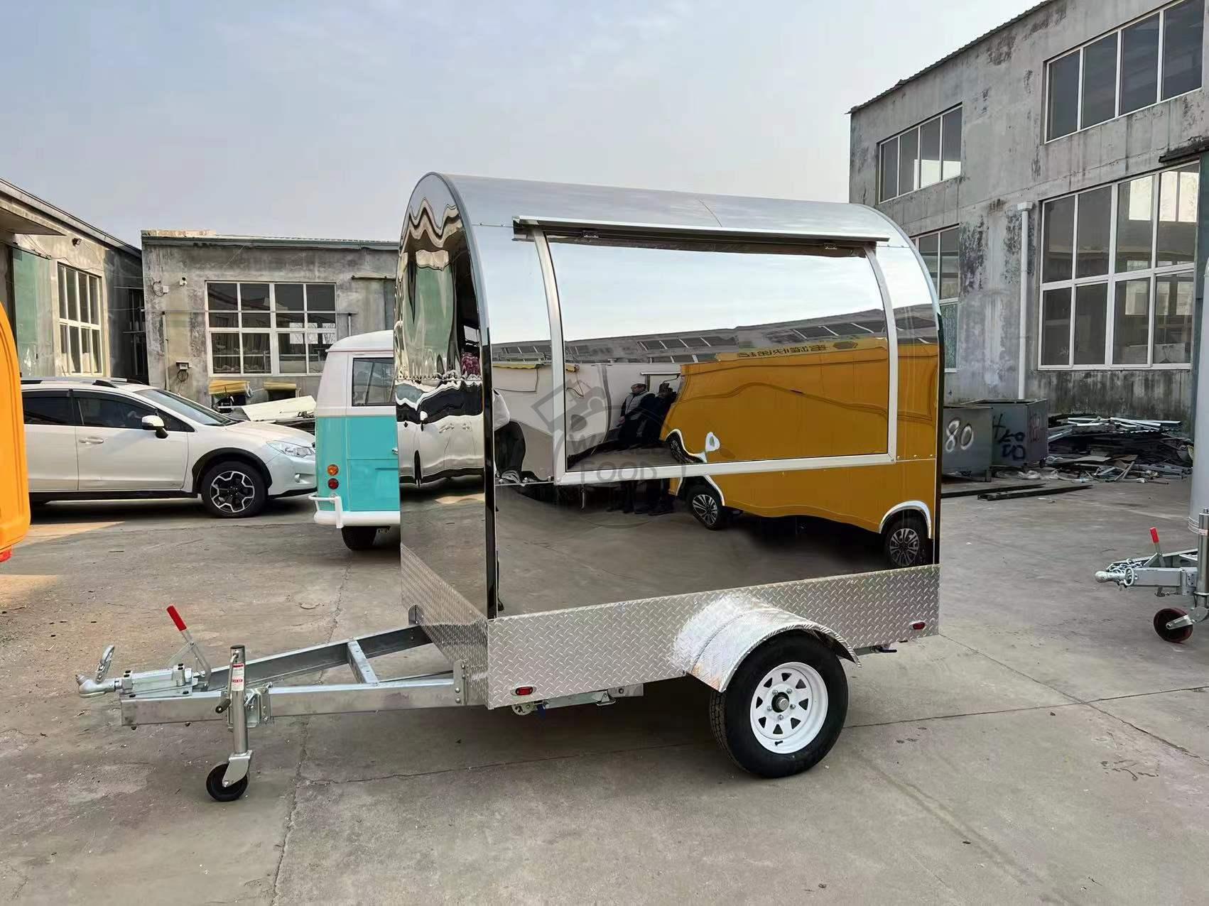 New Made Round Food Trailer (Stainless Steel / Aluminum)