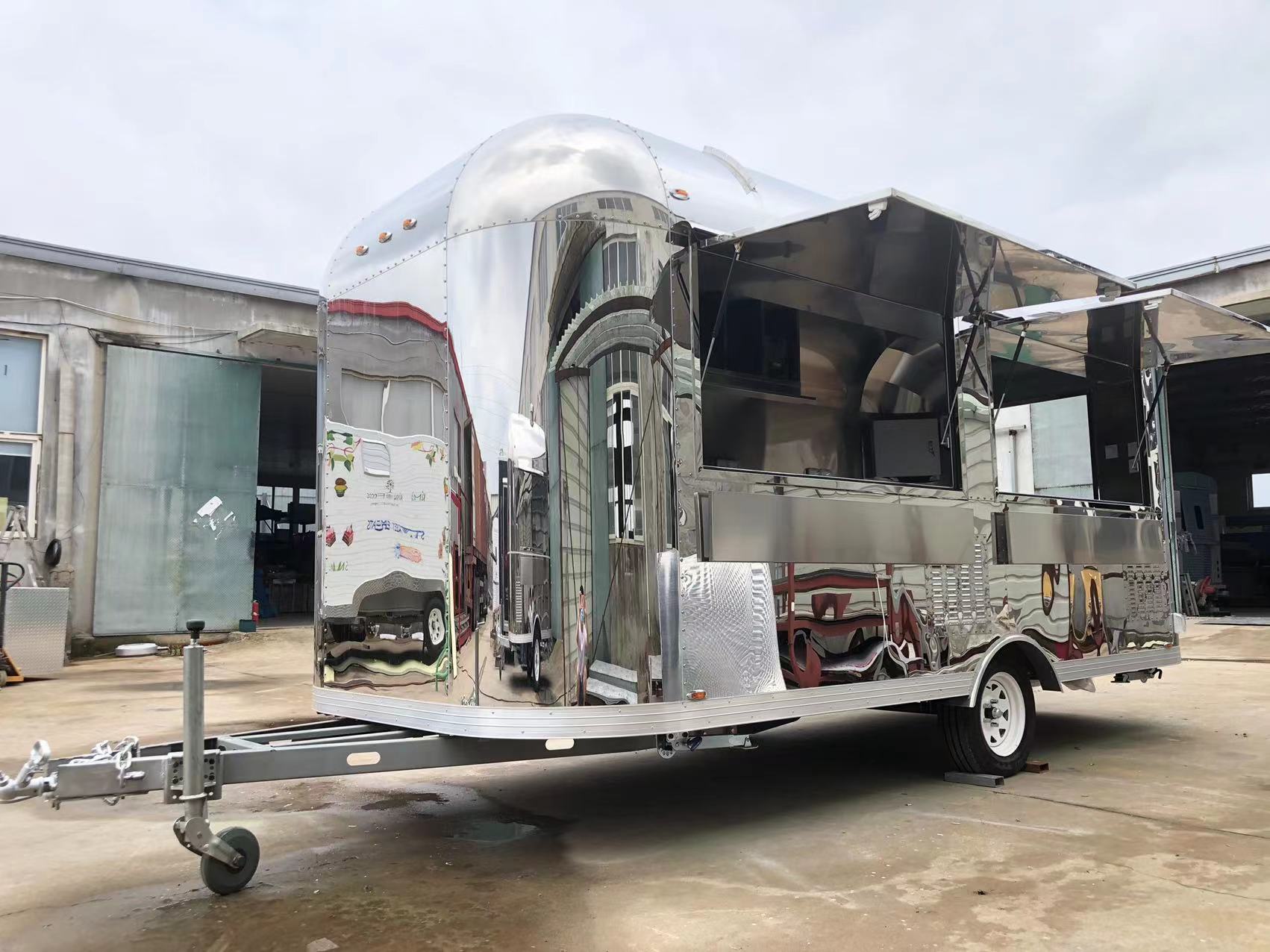 2023 Updated Mirror Airstream Food Trailer, Mobile Kitchen Box, Food Trailer for Sale