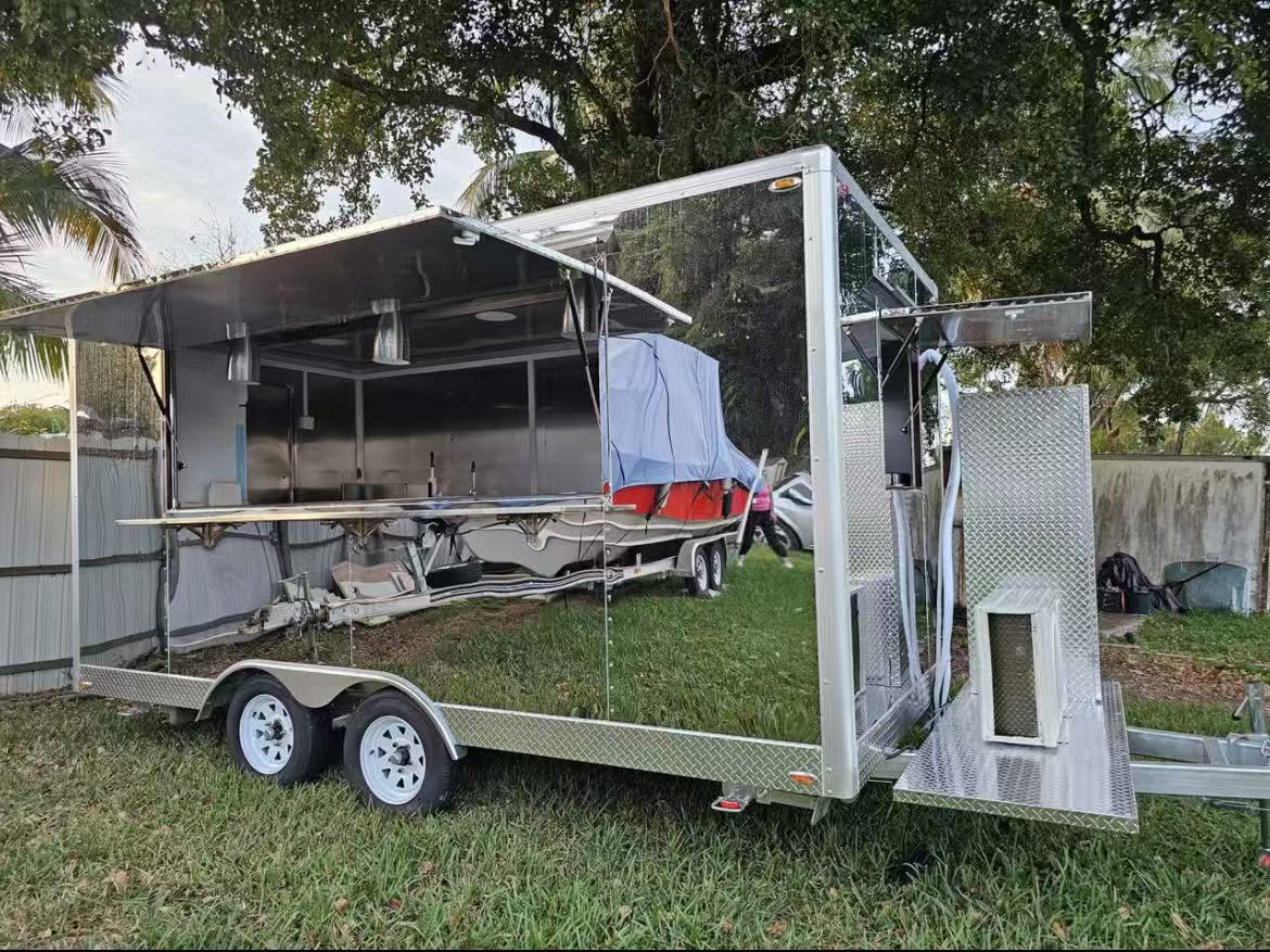 Mirror Square Food Trailer,Stainless Steel Square Food Trailer