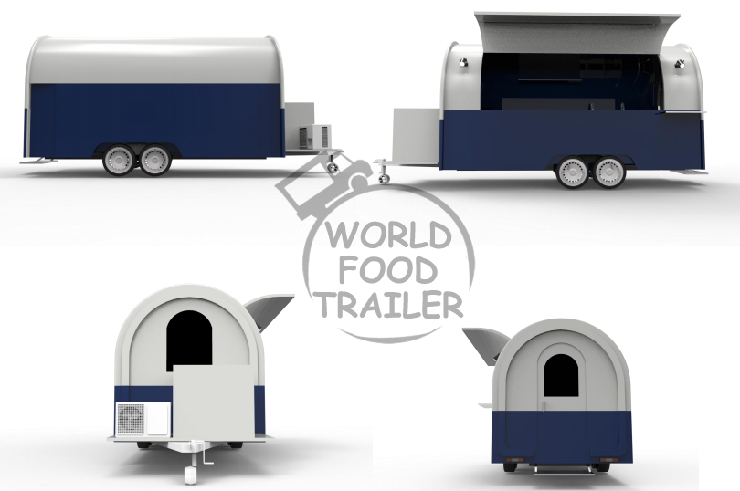 Round Food Trailer, Mobile Food Shop on Wheels, Food Trailer Van BBQ Cooking Van